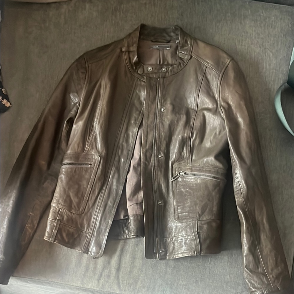 Vince Brown Leather Jacket Classic Motorcycle Style